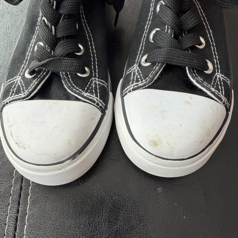 The Fashion Supply- Classic Black and White Girl’s High-Top Sneakers - Picture 2 of 6